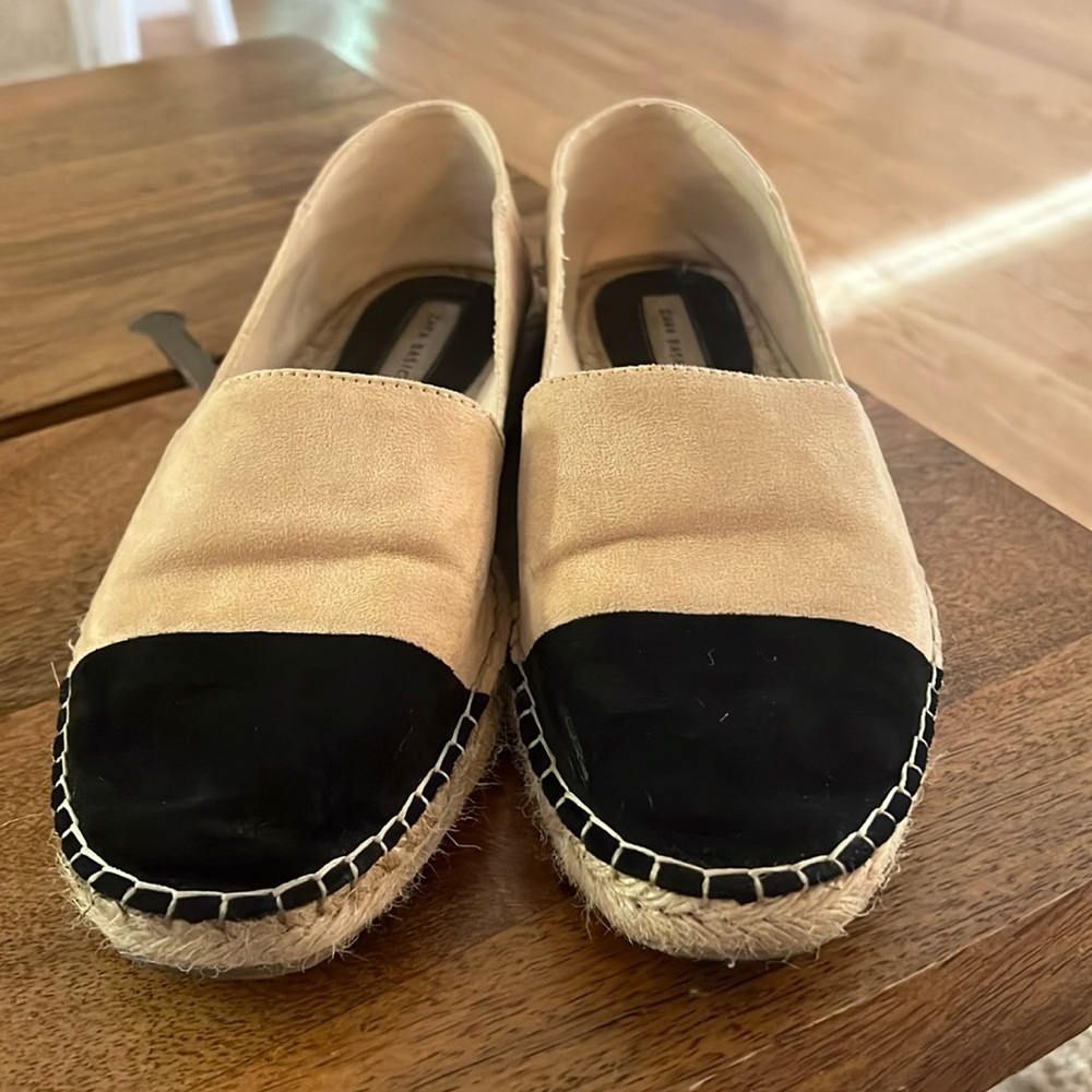 Zara Espadrilles Size 40 (US 9) Black and Tan Suede